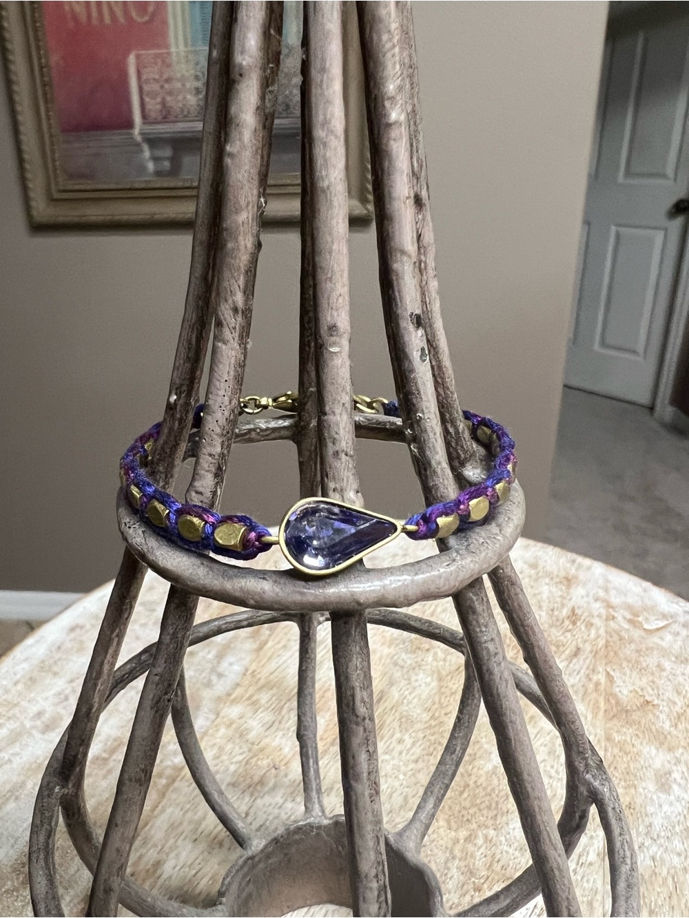 Silpada KR Violet Teardrop Stone Braided Bracelet